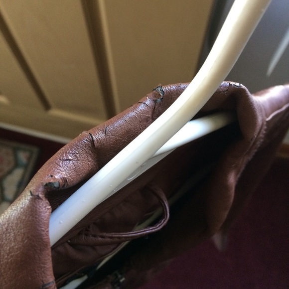 Brown Vegan Leather Jacket - Picture 6 of 7